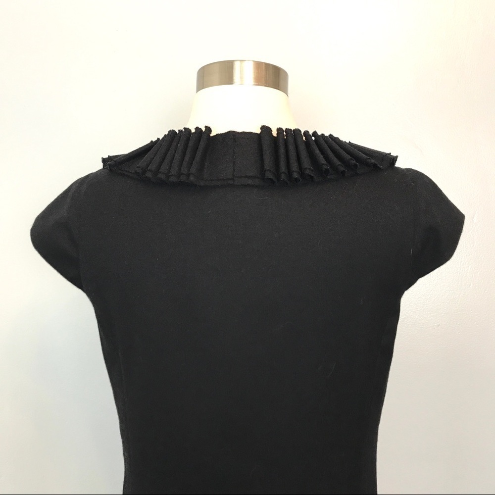 J Crew Black Ribbon Ravine Cap Sleeve Wool Dress S - Picture 10 of 12